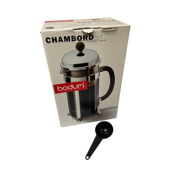 Bodum Chambord French Press Coffee Maker 34 Oz Stainless Steel & Glass With Scoo - Picture 8 of 12